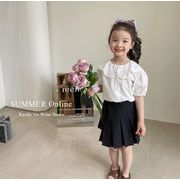 INS 2022春夏新作 韓国子供服 ピュアカラー    半袖シャツ 可愛い 子供服   純色 トップス  80-150CM