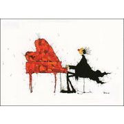 ポストカード イラスト マイケル・フェルナー「ピアノと音楽の色」名画 郵便はがき