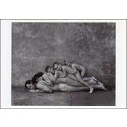ポストカード モノクロ写真「裸の家族」