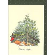 グリーティングカード クリスマス「サイレントナイト(聖夜)」メッセージカード キツネ