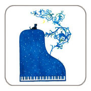 コースター 山田和明「夜の樹」水彩画 ピアノ