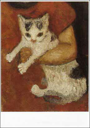 ポストカード アート ベッカー「猫を抱えた子ども」名画 郵便はがき