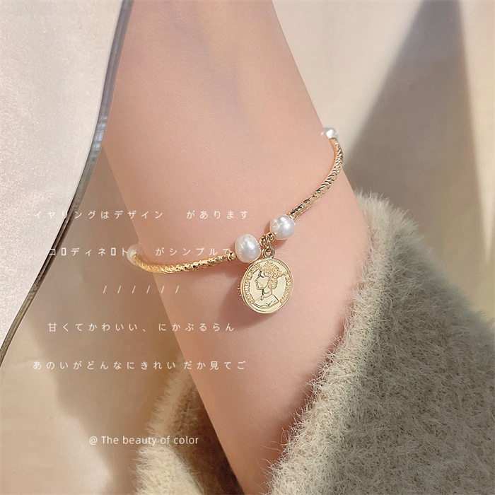 淡水パール ブレスレット 14Kメッキ アクセサリー シンプル 結婚 淡水パール ブレスレット 14Kメッキ アクセサリー シンプル 結婚