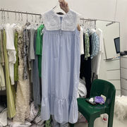 気質 ロングスカート ノースリーブドレス sweet系 刺&#32353; ホロー 小さい新鮮な 人形の襟