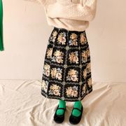 秋新作　女の子　スカート　子供服　ロングスカート　オシャレ　花柄スカート 可愛い　韓国風