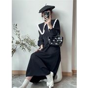 この1枚で今年風に 韓国ファッション  ワンピース 牧歌的なスタイル 長袖 洗練された ロングスカート