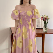 2022INS 夏新作   エレガント おしゃれ   花柄　  カジュアルワンピース