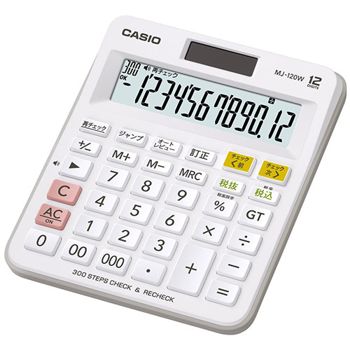 カシオ計算機 CASIO チェック検算電卓 ミニジャストタイプ12桁 MJ-120W-N