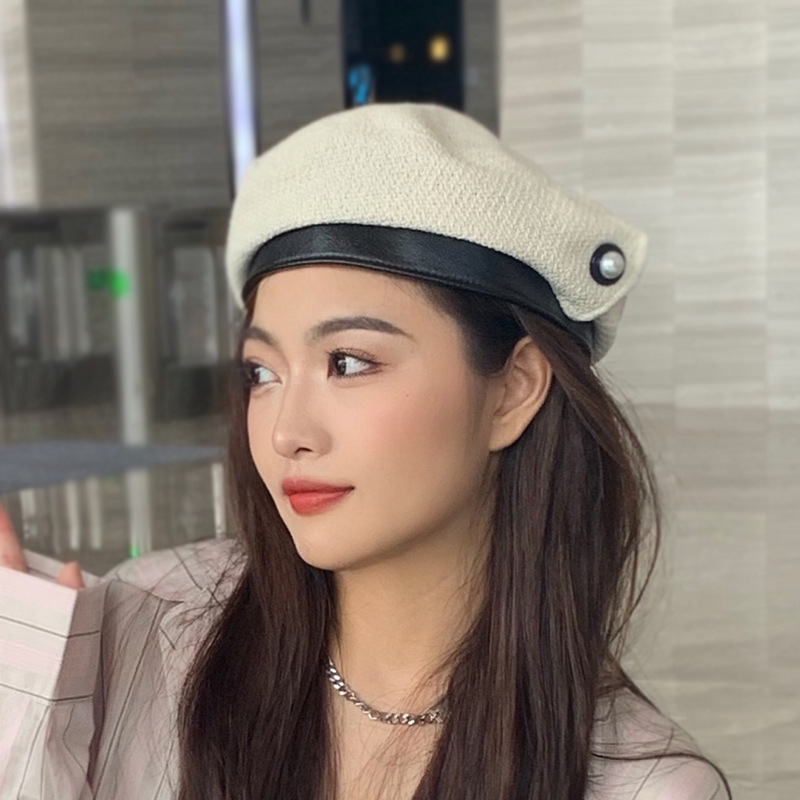 ベレー帽　レディース　帽子　韓国ファッション　秋　パール