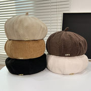 ベレー帽　帽子　レディース　秋　コーデュロイ　韓国ファッション