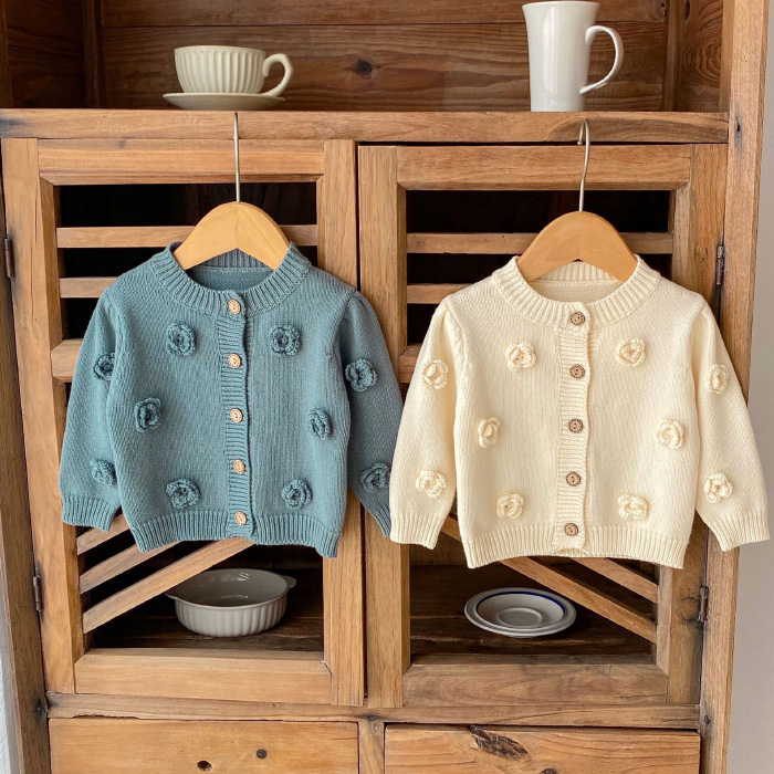 新作　秋服　子供服　キッズ　女の子　セーター　コート着　66-100cm