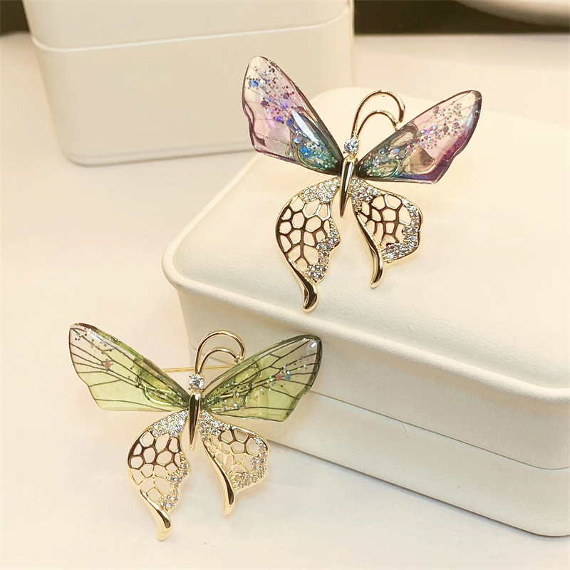 蝶のブローチ、蝶の飾り、プレミアムアクセサリー、韓国ファッション、ピン、スカーフバックル