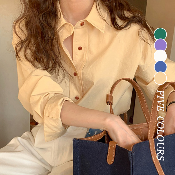 韓国風レディース服　春秋　ゆったり シンプル　カジュアル　きれいめ　長袖シャツ 5色