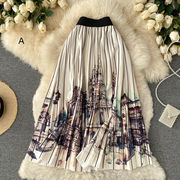 ロングスカート　デザイン　Aライン　レディース　韓国ファッション