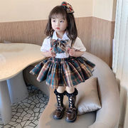 秋 韓国子供服 スカート プリーツスカート サスペンダースカート キッズ女の子 ミニスカート 人気