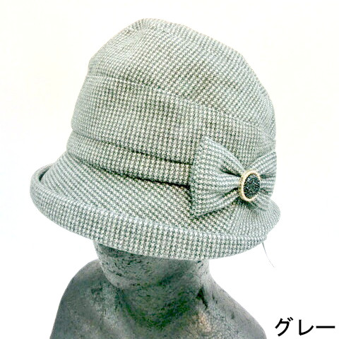 【帽子】【服飾雑貨】チェック柄リボンモチーフハット