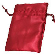 ☆ネーム・ロゴ入れ可能☆サテンポーチ・巾着 色々使える販促用品　12枚セット【赤】4サイズ
