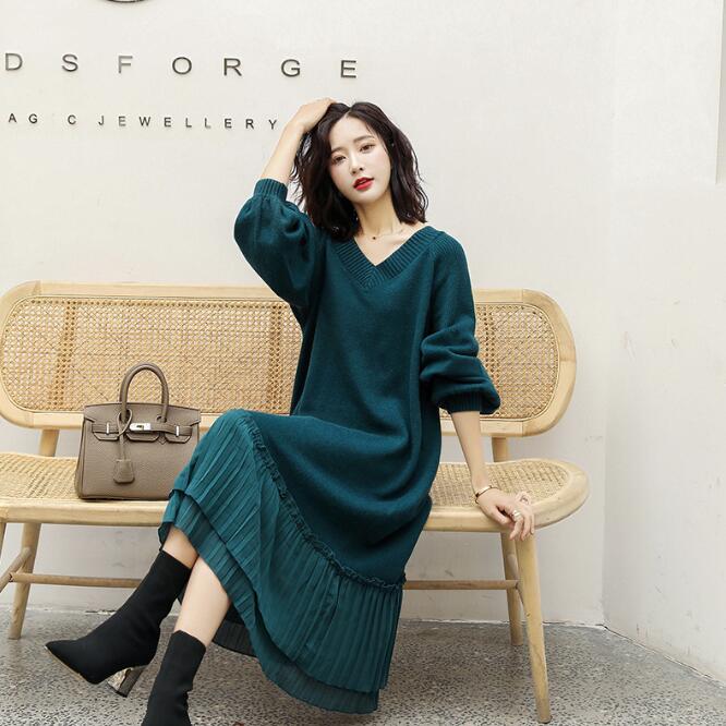 レディース　気質ワンピース　ファッション韓国風　　秋新作ニットワンピース    セーター