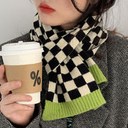 2022秋冬新作    韓国ファッション  百に乗る  マフラー  女子用  格子  メリヤス   保温   スカーフ   2色