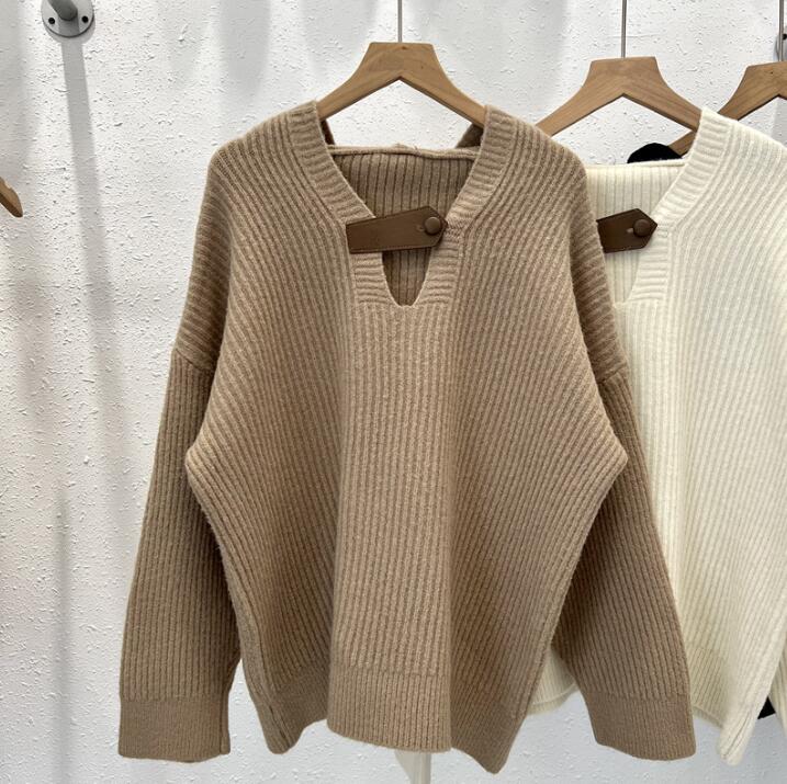 秋新しい    韓国風　 長袖ニットトップ， 気質ファッションフード付きセーター★2022★F