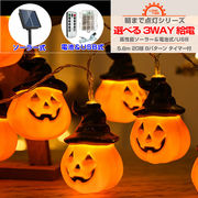 ハロウィン 飾り 電飾 かぼちゃ ライト 電池 USB ソーラー 20球 帽被る 本体長さ約5.6m パンプキン 光る