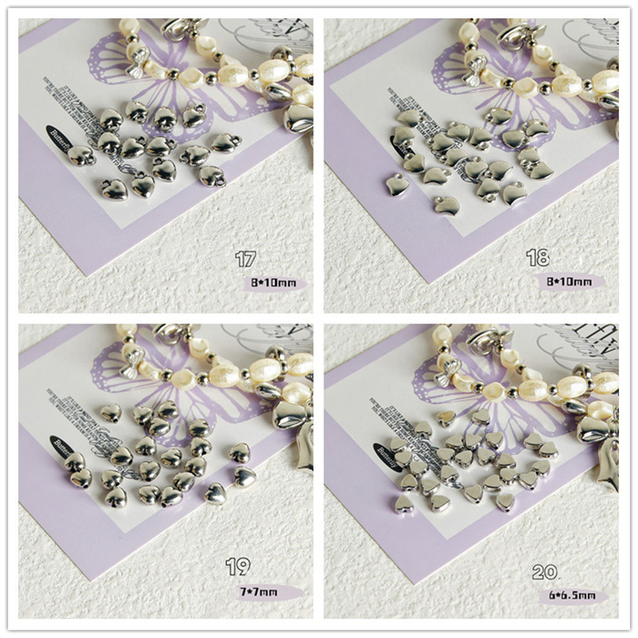 ハート リボン シルバー 丸カン付き アクセサリーパーツ 金具