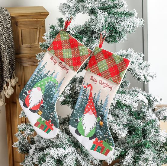 超人気 クリスマスデコレーション 麻布 ルドルフ クリスマス靴下 顔ない人形 子供プレゼント袋