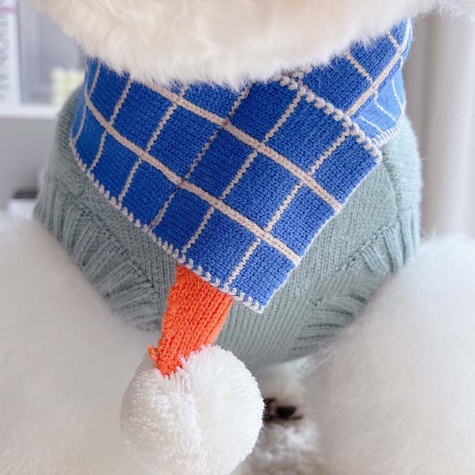 【秋冬新作】 ペット マフラー　暖かい　チェック柄　ドッグウェア 犬猫兼用 ワンちゃん用　ペット用品