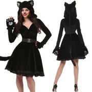 黒猫女性コスプレ衣装ハロウィン衣装アニマルコスチュームウサギセクシーcos