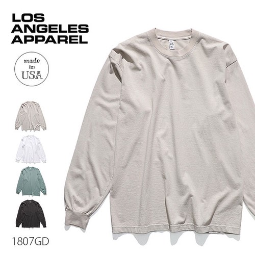 ロサンゼルスアパレル【Los Angeles Apparel】6.5oz Long Sleeve Garment Dye Crew Neck T-Shirt ロンT