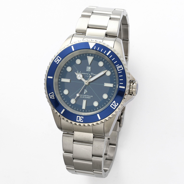 正規品 SalvatoreMarra 腕時計 サルバトーレマーラ  SM22110-SSBL 10気圧防水 ソーラー充電 メタルベルト