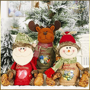 3種☆人形風ギフト袋 サンタ 雪だるま トナカイ プレゼント入れ 中身が見える クリスマス お菓子袋
