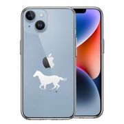 iPhone 14 Plus 側面ソフト 背面ハード ハイブリッド クリア ケース 馬 サラブレット 白馬