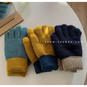秋冬新作 韓国風ニット手袋  冬用グローブ  レディース手袋 厚手 裹起毛 ファッションかわいい4色