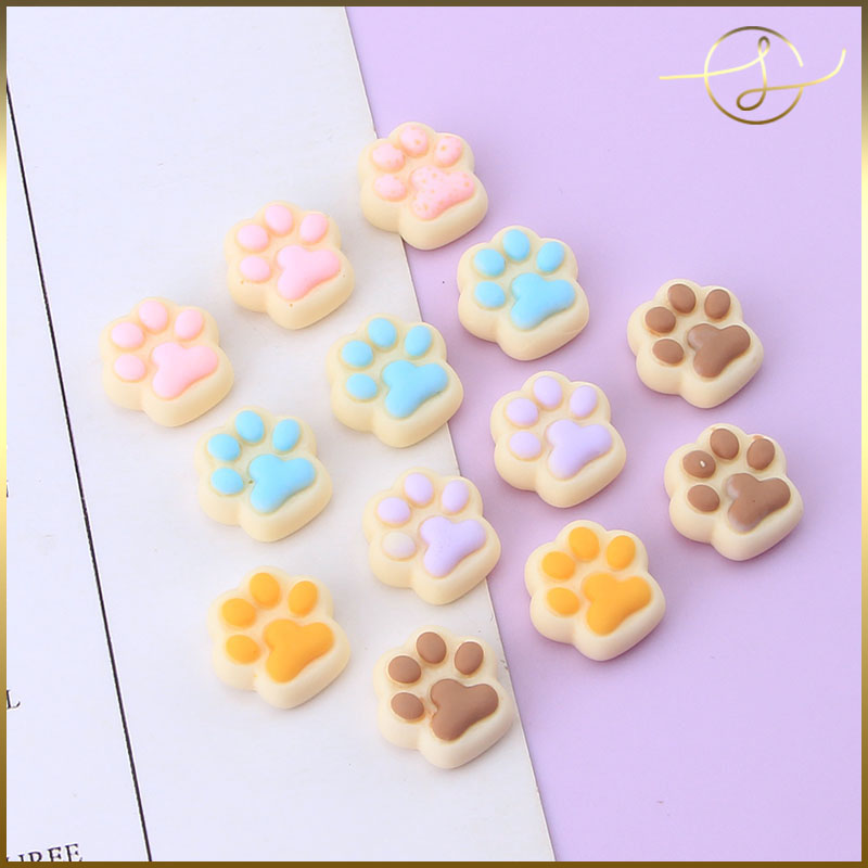 【5色】猫の肉球クッキー 手形 足跡 樹脂パーツ デコパーツ DIYパーツ 手芸 ドールハウス ハンドメイド