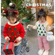 韓国風子供服 秋冬 ベビー服 キッズ ニットセーター 裹起毛トップス  長袖 裹起毛 クリスマス 2色