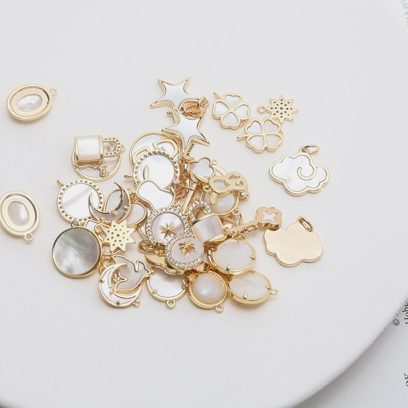マザーオブパール 貝 アクセサリーパーツ 花 クローバー 金属