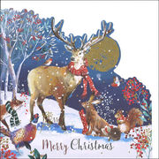 ダイカットグリーティングカード クリスマス「森のトナカイ」 メッセージカード