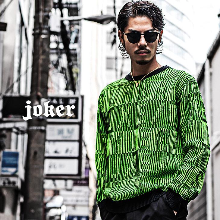 【SALE】ジャガードロゴセータークルーネックニット／joker