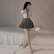 セットアップ　制服　ミニースカート　トップス　学生　コスプレ　春夏　ランジェリー　JK