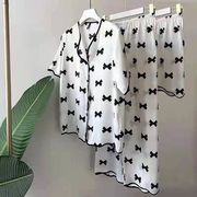 楽ちんルームウェアパジャマ3セット夏アイスシルク薄手半袖新作かわいいホームウェア