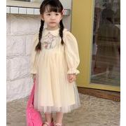 春秋 韓国風子供服 子供服 ワンピース かわいい　キッズ　 長袖  トップス レーススカート