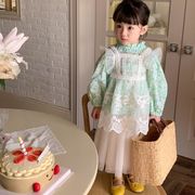 韓国風子供服 子供服 シャツ+スカート ワンピース 誕生日 3点セット 女の子 　キッズ 長袖  レーススカート
