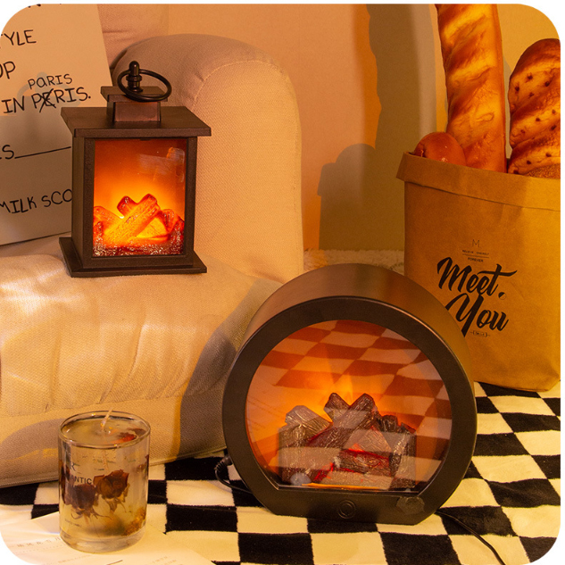 フェイク暖炉 ランタン LEDライト シミュレーション暖炉 照明