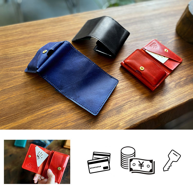 レザーウォレット ミニ財布 ミニマルウォレット 3つ折り 本革