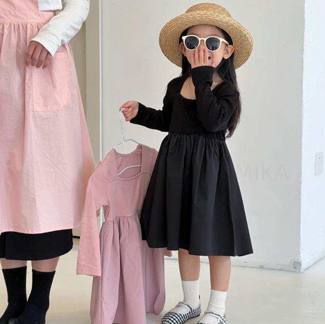 2023春夏新作 かわいい 韓国風子供服    スカート  ベビー服 デザイン感  ワンピース  90-140CM 2色