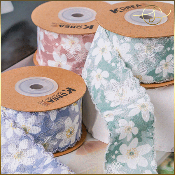 【3種】お花リボン 縁飾り リボンテープ ラッピング プレゼント ギフト  布小物 服飾 花束包装 手芸材料