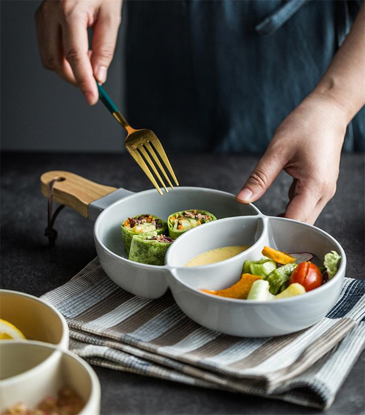安いのに高く見える スープ皿 餃子皿 不規則 木柄皿 分格皿 ナッツ皿 サラダ皿 陶磁器 家庭用 食器