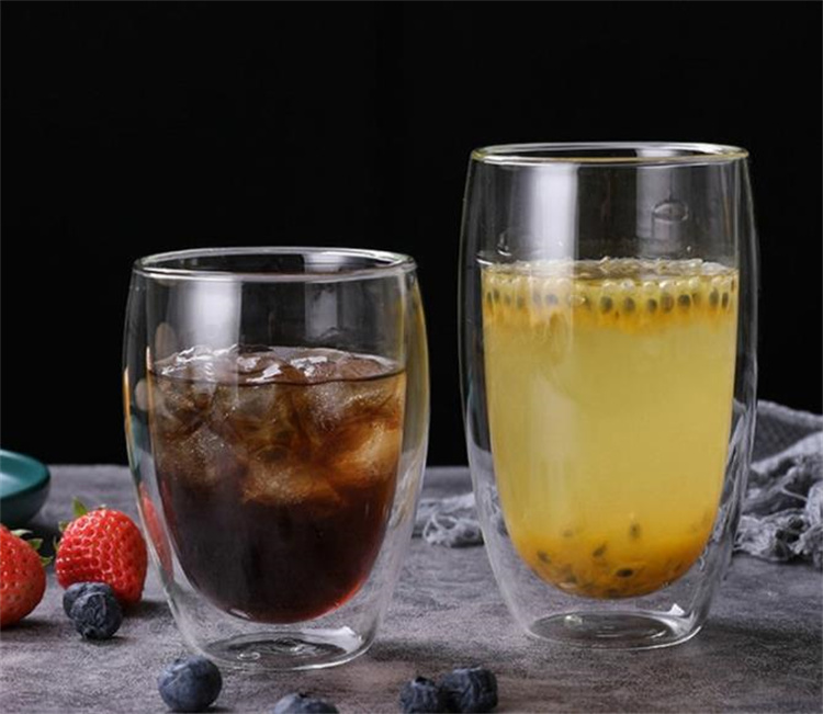 グラス 二重 耐熱グラス 冷たい飲み物カップ ドリンクカップ ミルクセーキカップ ジュースカップ