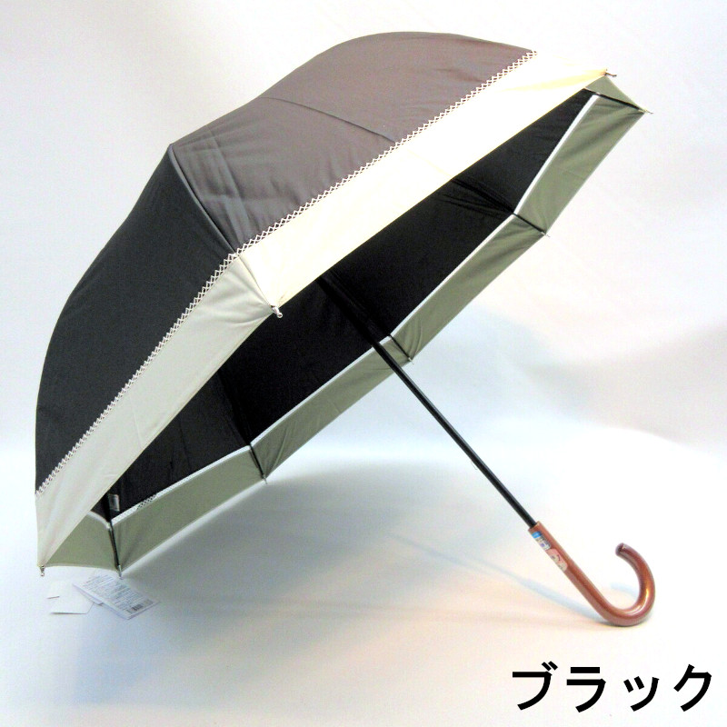 【晴雨兼用】【長傘】遮光率＆UV遮蔽率99.9％以上！バイカラーピコ切り継ぎ手開き傘